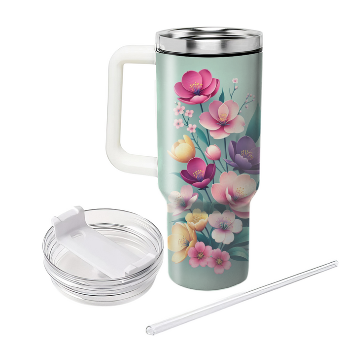 Spring Floral Medley  Personalized Tumblers