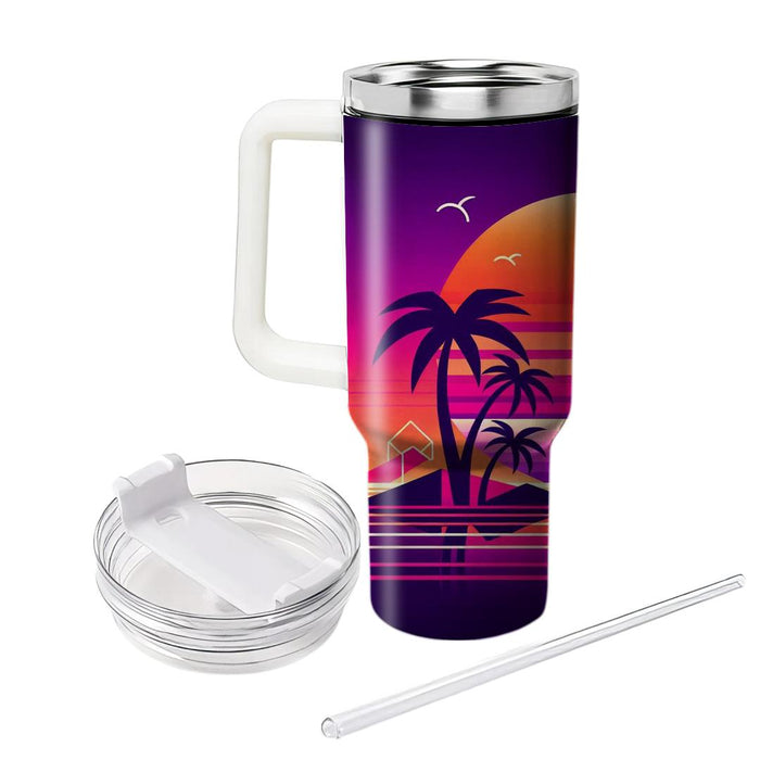 80s Synthwave Sunset  Tumblers With Lids