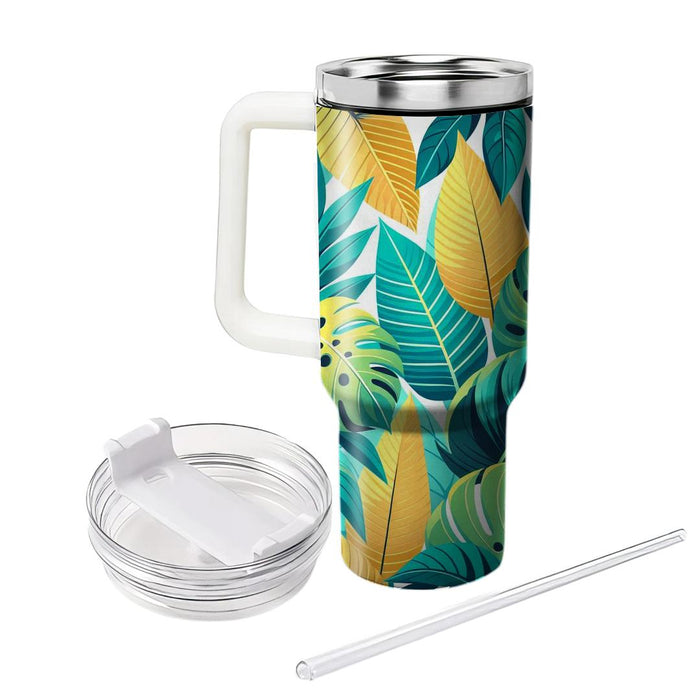 Breezy Tropical Leaf  Tumblers With Lids