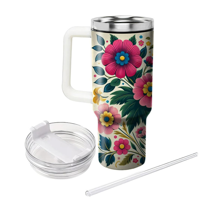 Retro Floral Harmony  Travel Tumblers