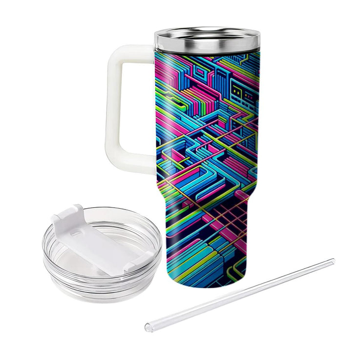 Futuristic Retro Grid  Tumblers With Lids