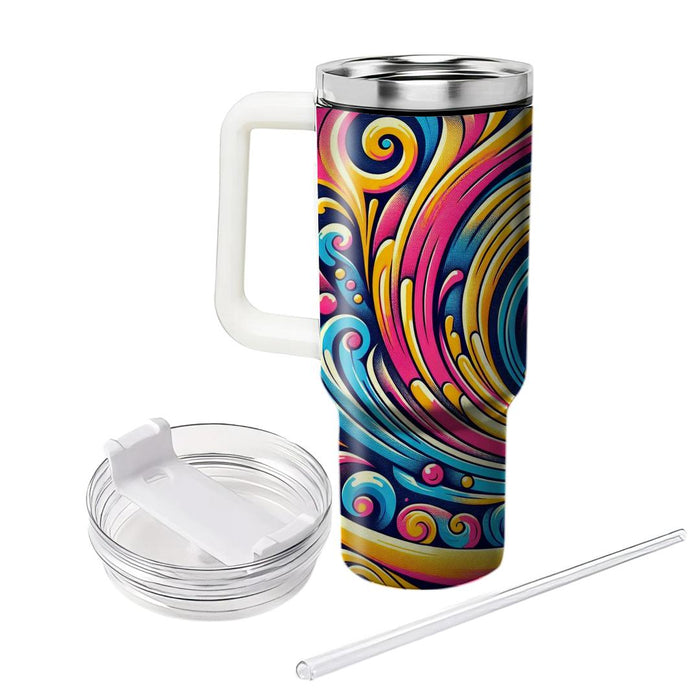 Retro Rainbow Swirl  Travel Tumblers