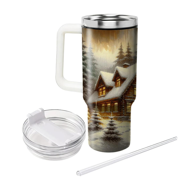 Winter Snowy Cabin Escape  Custom Tumblers