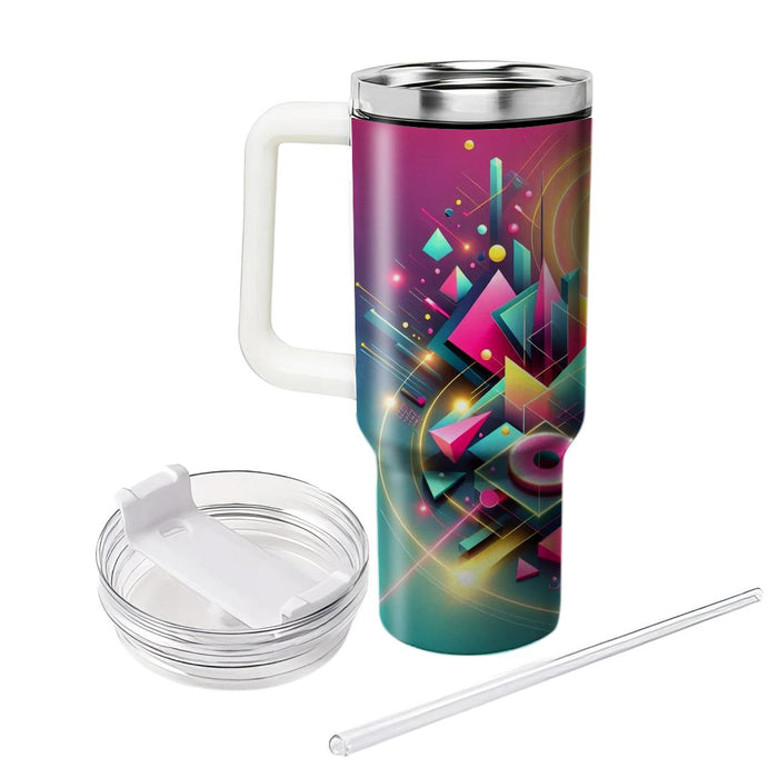 Geometric Patterns And Neon Lights  Tumblers With Lids