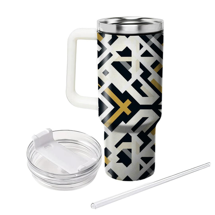 Geometric Cross Pattern  Tumblers With Lids