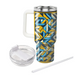 Interlocking Triangle Mosaic  Tumblers With Lids