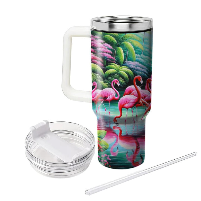 Vibrant Flamingo Lagoon  Tumblers With Lids