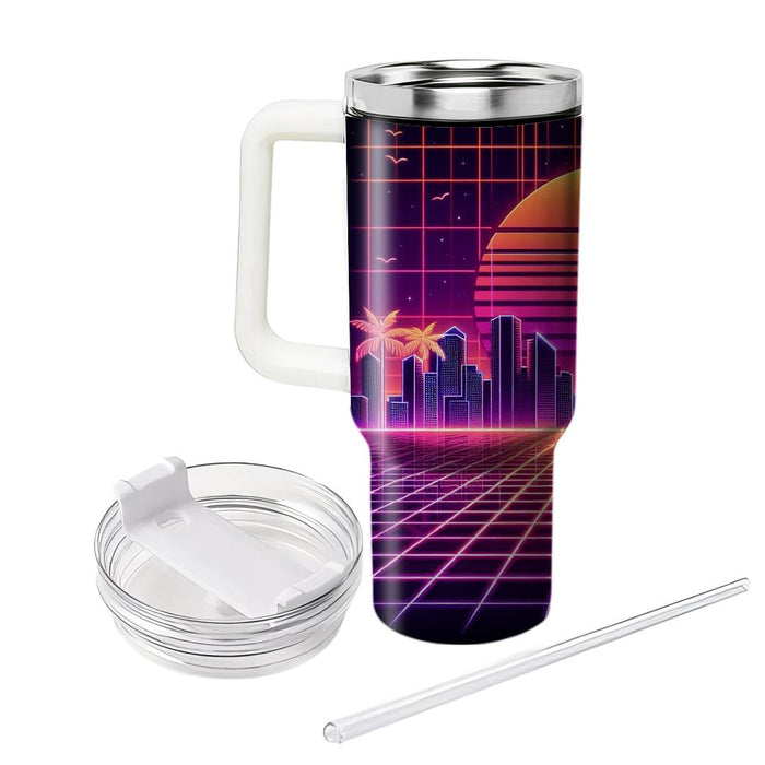 Synthwave Grid  Personalized Tumblers