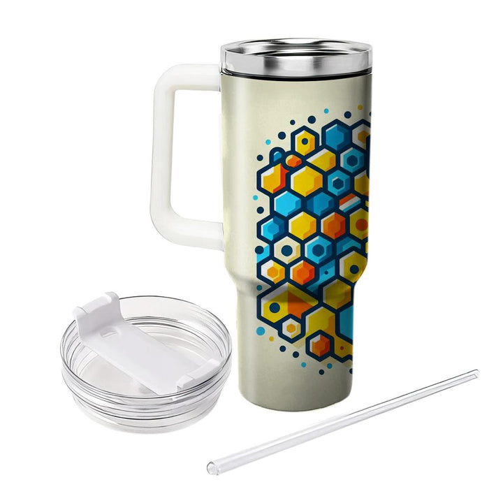 Vibrant Geometric Honeycomb  Travel Tumblers