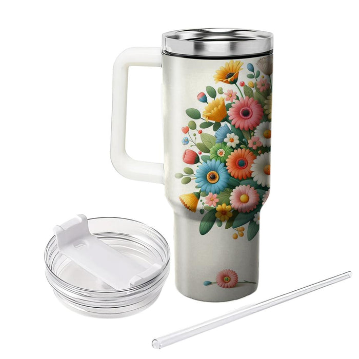 Whimsical Floral Bunch  Personalized Tumblers