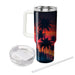 Retro Palm Tree Sunset  Personalized Tumblers