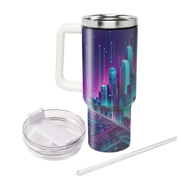 Futuristic Neon Skyscrapers  Personalized Tumblers