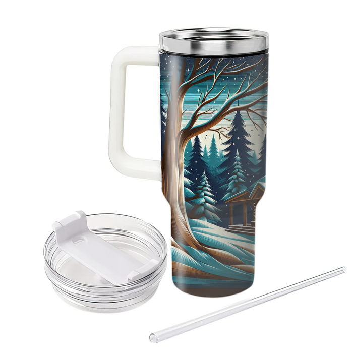 Winter Starlit Cabin  Tumbler Cups