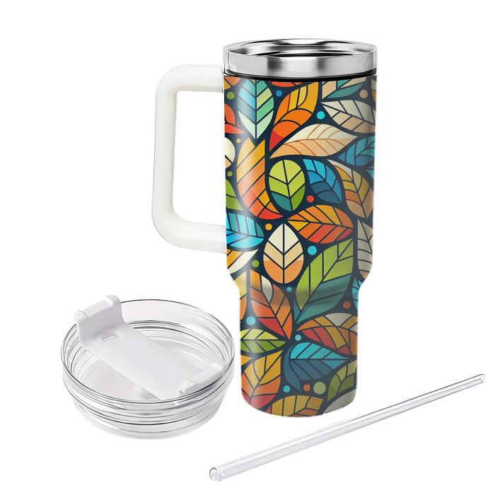 Vibrant Mosaic Leaf  Insulated Tumblers