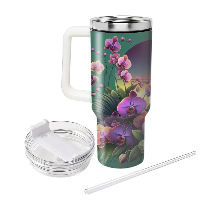 Sunset Orchid Cascade  Tumblers With Lids