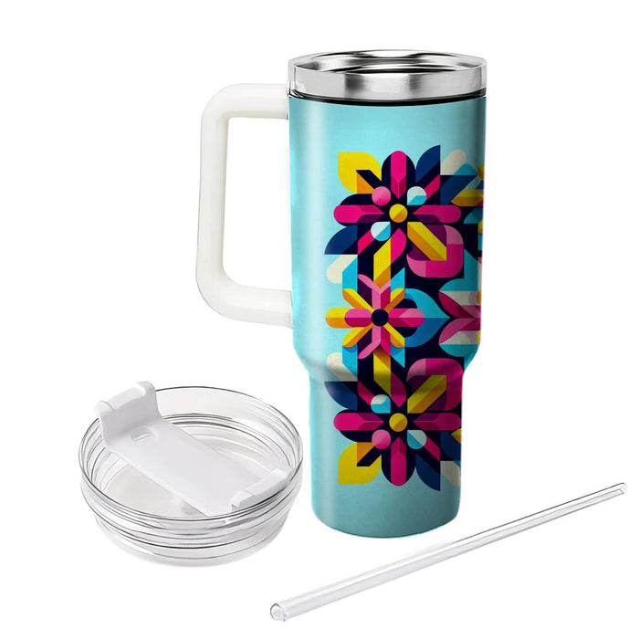 Vibrant Geometric Flowerburst  Unique Tumblers