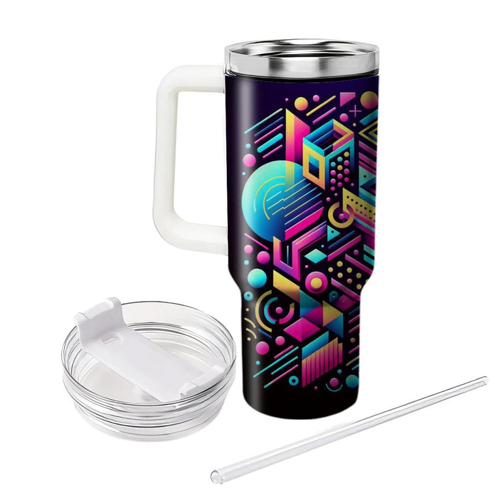 Geometric Neon Fusion  Personalized Tumblers