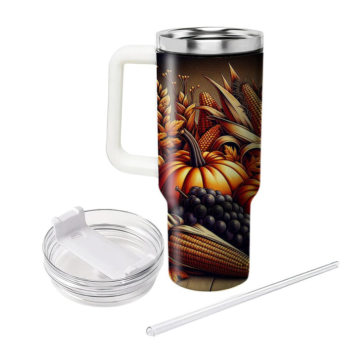 Autumn Harvest Feast Tumblers With Lids