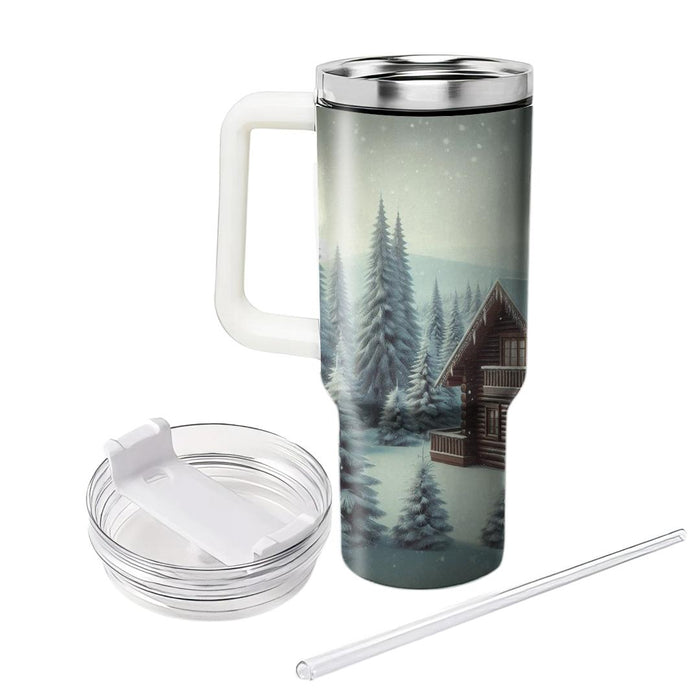 Winter Snowy Cabin  Travel Tumblers