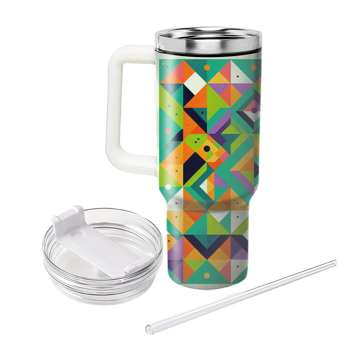 Geometric Patchwork Tumbler Cups