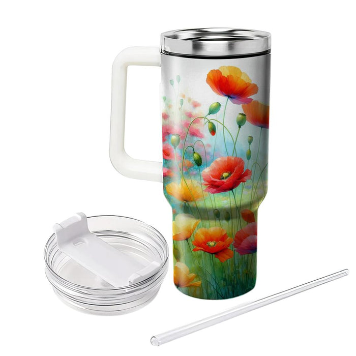 Whimsical Poppy Meadow  Tumbler Cups