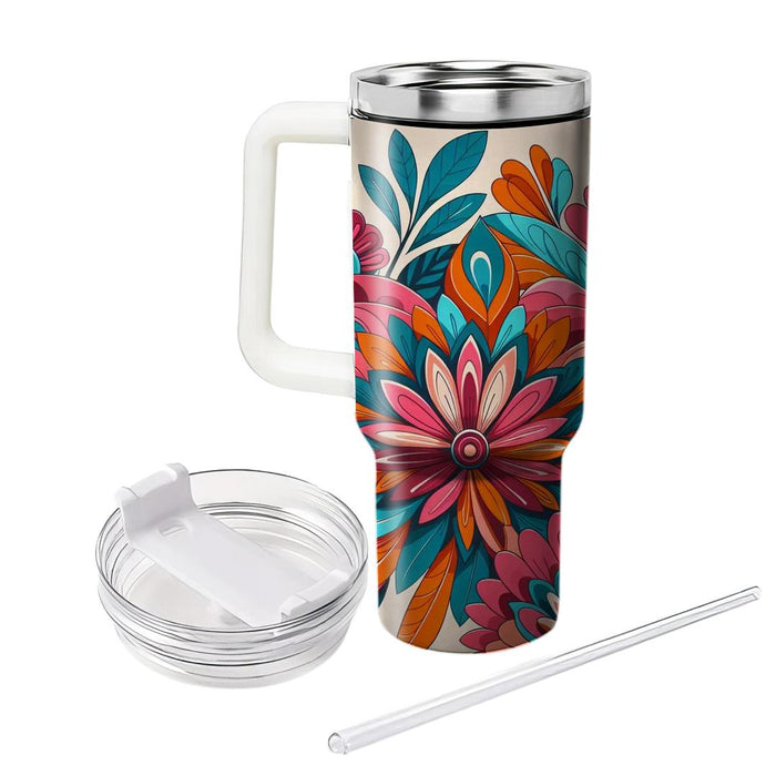 70s Funky Floral Explosion  Travel Tumblers