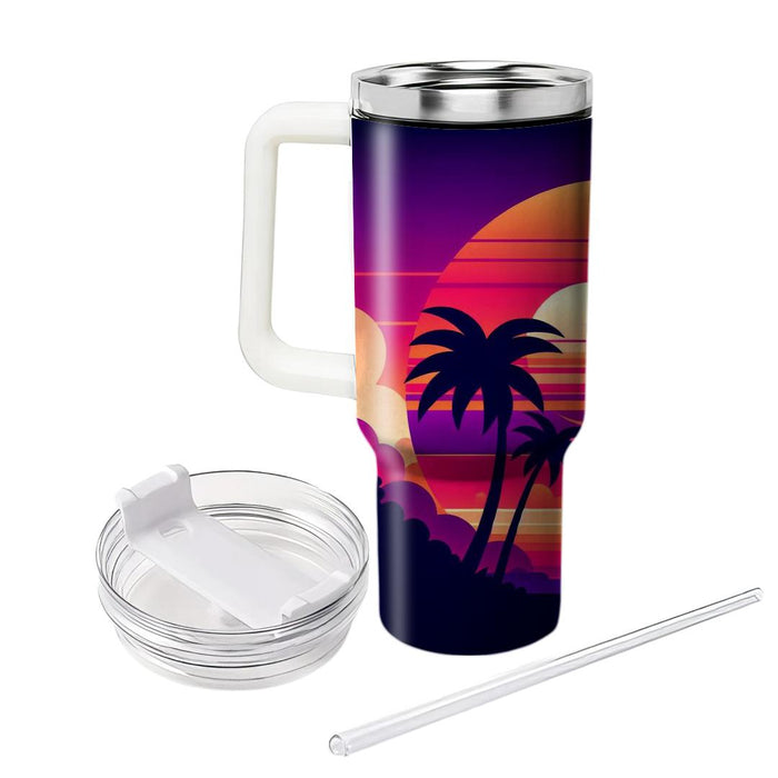 Synth Sunset Glow Travel Tumblers