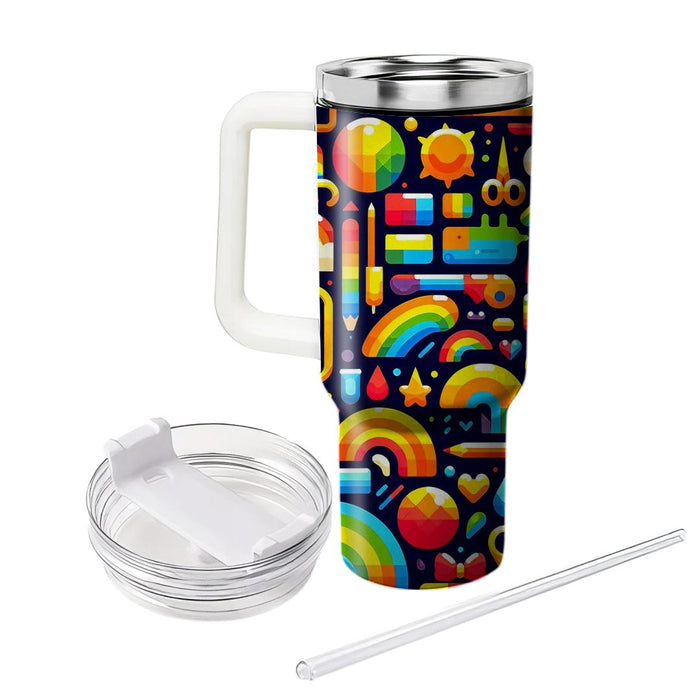 Vibrant Rainbow Stripes  Personalized Tumblers