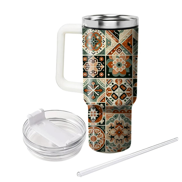 Vintage Bohemian Mosaic  Tumblers With Lids