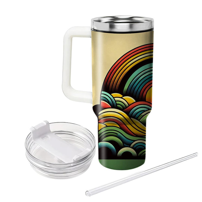 Funky Retro Rainbow  Tumblers With Lids