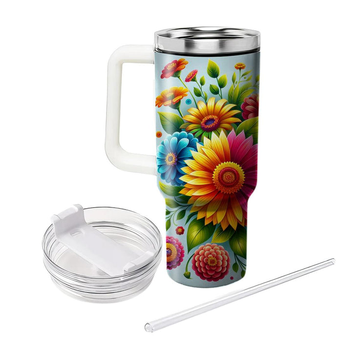 Vibrant Flower Fiesta  Tumbler Cups