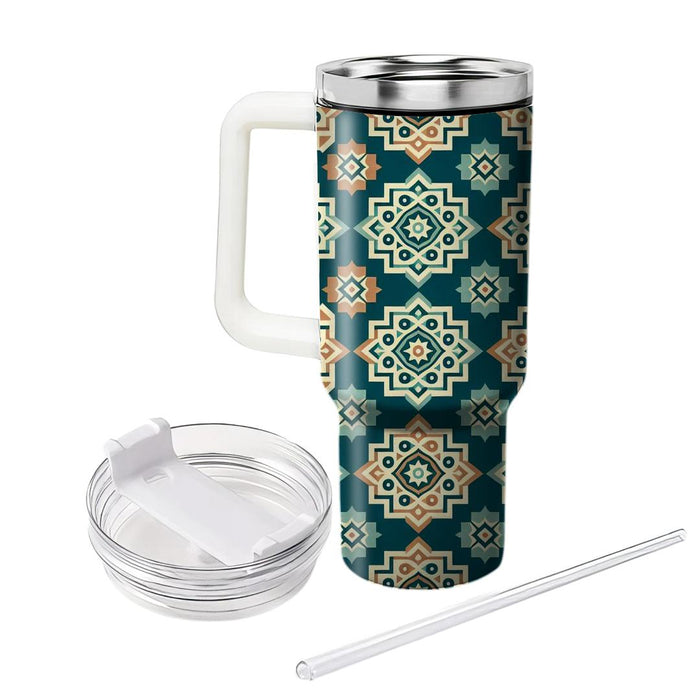 Vintage Geometric Tiles  Personalized Tumblers