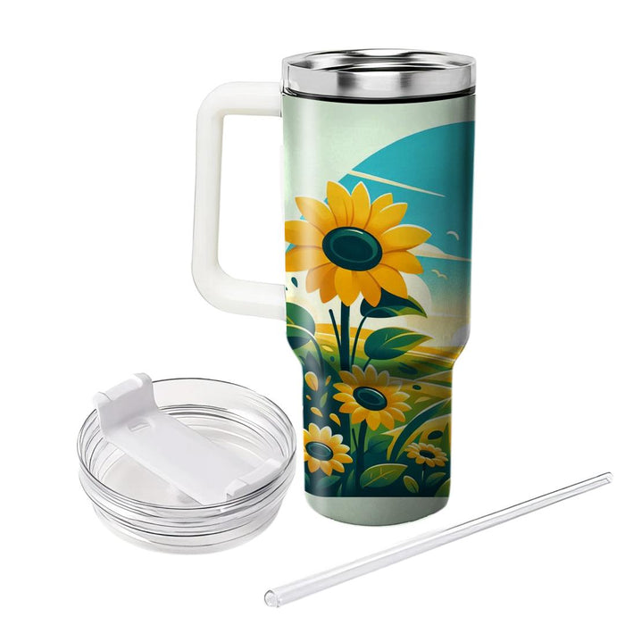 Bright Sunflower Fields  Tumblers With Lids