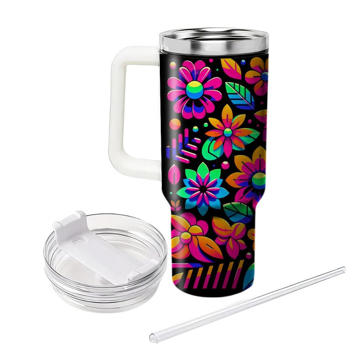 Bright Neon Floral  Unique Tumblers