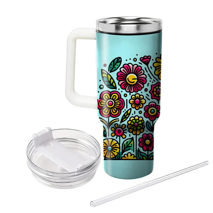 Vibrant Doodle Flowers  Decorative Tumblers