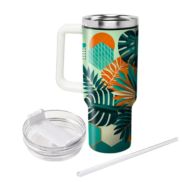 Geometric Tropical Foliage  Personalized Tumblers