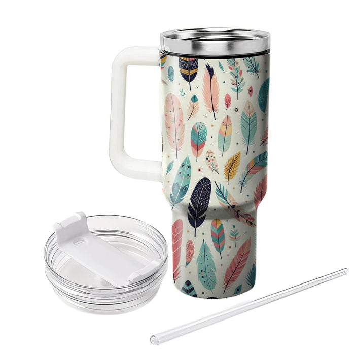 Whimsical Feather Motif  Insulated Tumblers