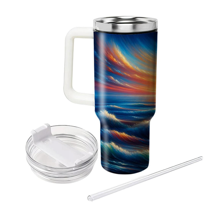 Artistic Ocean Horizon  Travel Tumblers