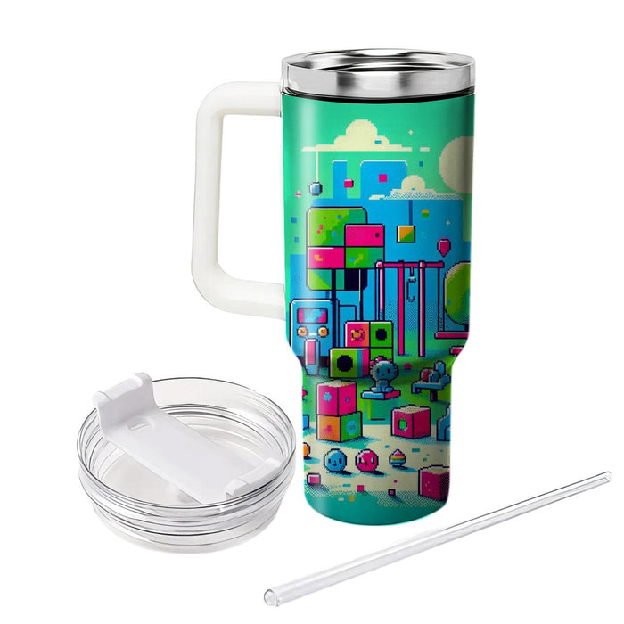 Vibrant Pixel Playground  Custom Tumblers