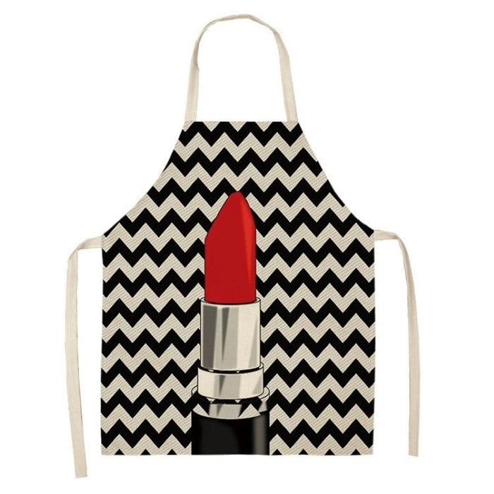 Perfume Lipstick Linen Print Apron