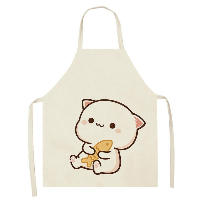 Kawaii Cat Print Kitchen Grease Resistant Apron