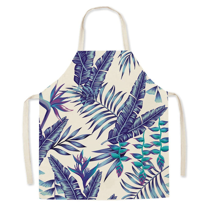 Tropical Green Plant Print Kitchen Apron