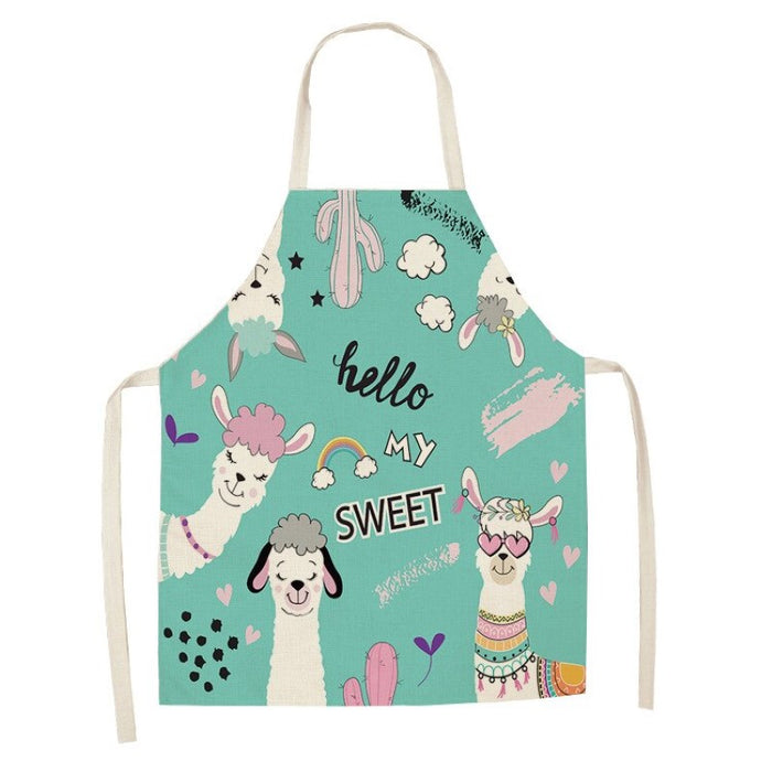 Chef Alpaca Kitchen Print Linen Apron