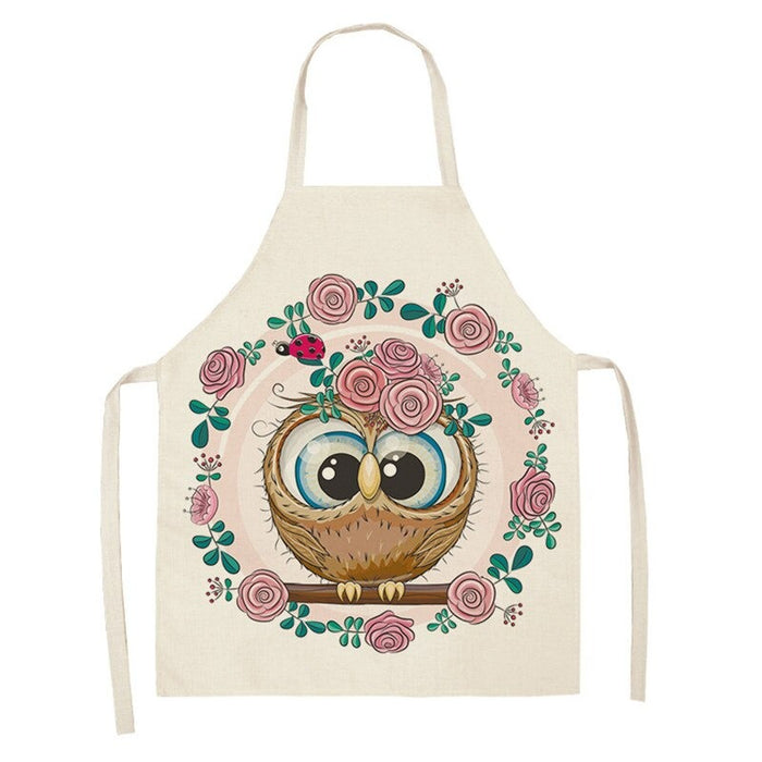 Owl Print Kitchen Linen Apron