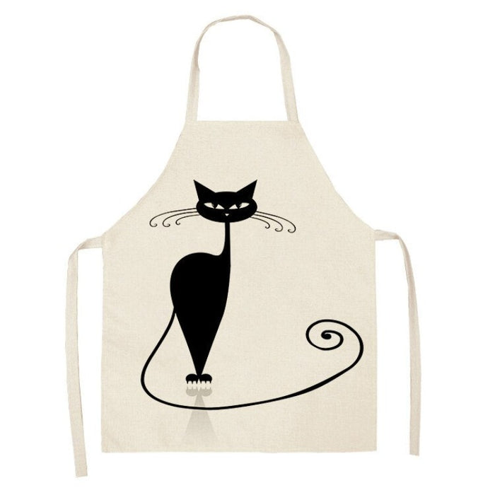 Black Cat Patterned Kitchen Apron