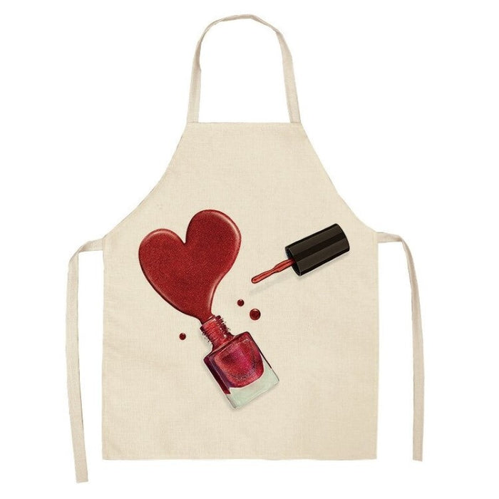 Perfume Lipstick Linen Print Apron