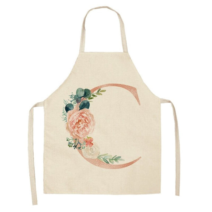 Pink Letter Flower Kitchen Apron