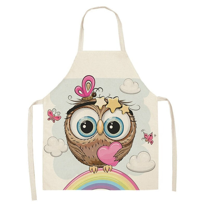 Owl Print Kitchen Linen Apron