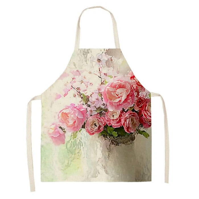 Flower Printed Kitchen Apron