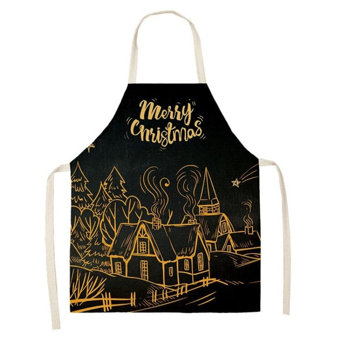 Golden Christmas Pattern Apron